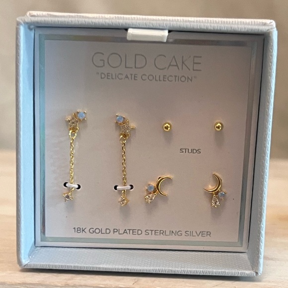 Gold Cake | Jewelry | Gold Cake Delicate Collection Three Earring Set | Poshmark